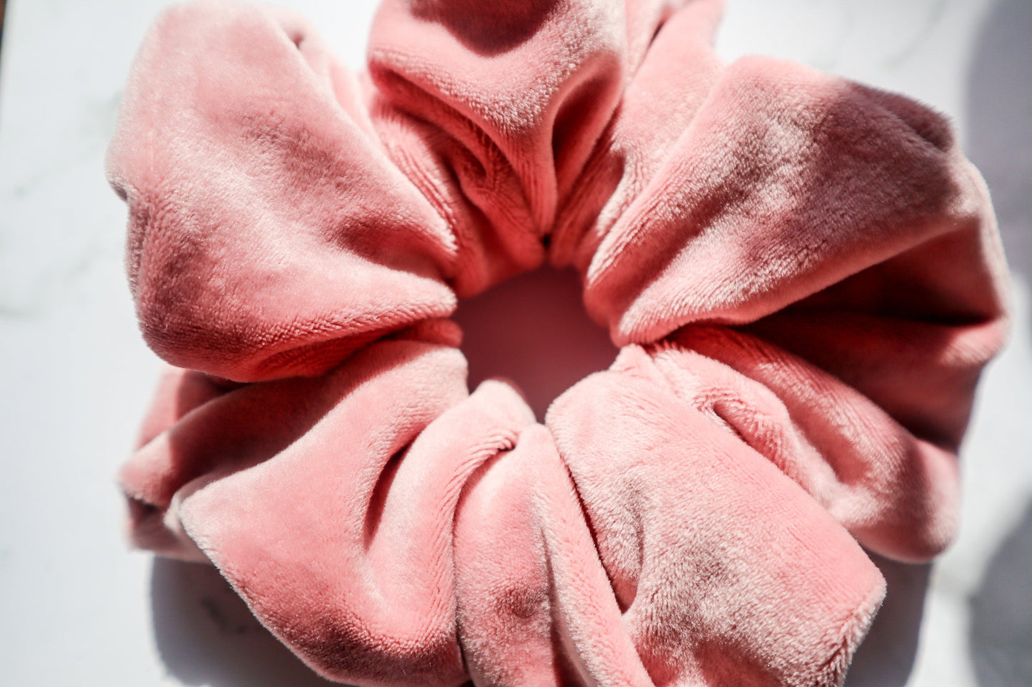 Rose Stretch Velvet Scrunchie in Blush Pink • Oversized or Mini ♡