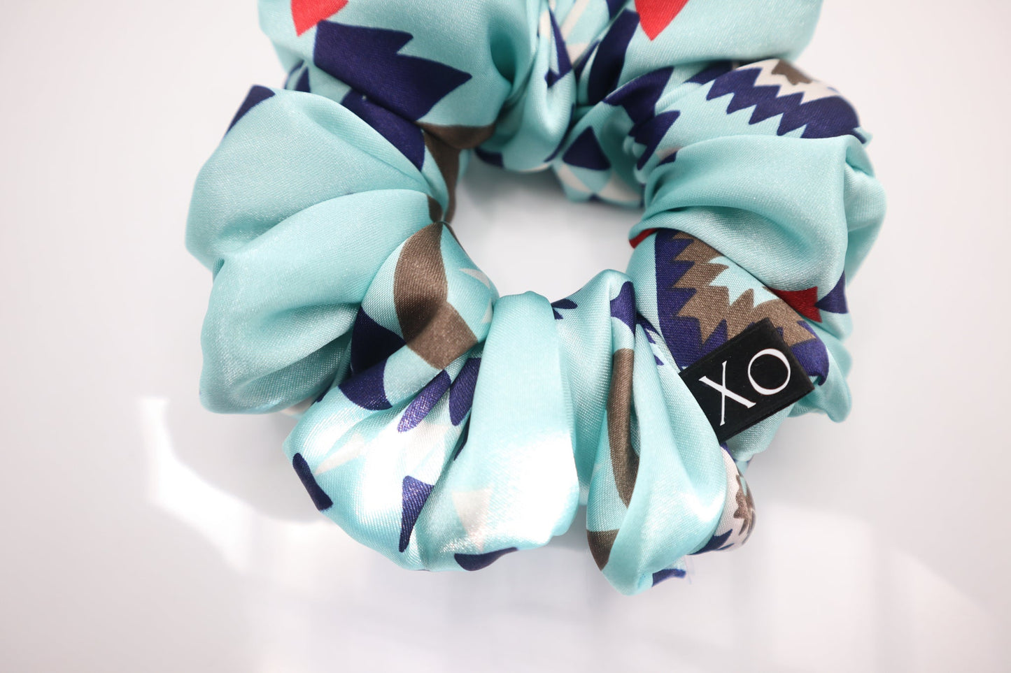 Kaya Oversized Scrunchie • Light Blue Turquoise Aztec Design ♡🏜️
