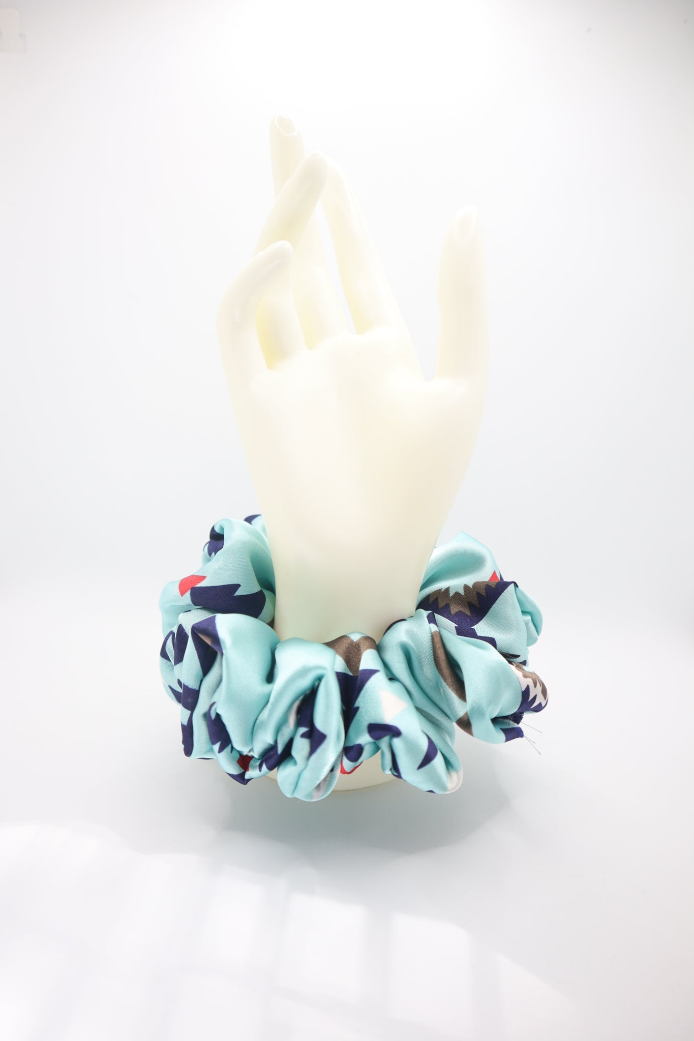 Kaya Oversized Scrunchie • Light Blue Turquoise Aztec Design ♡🏜️