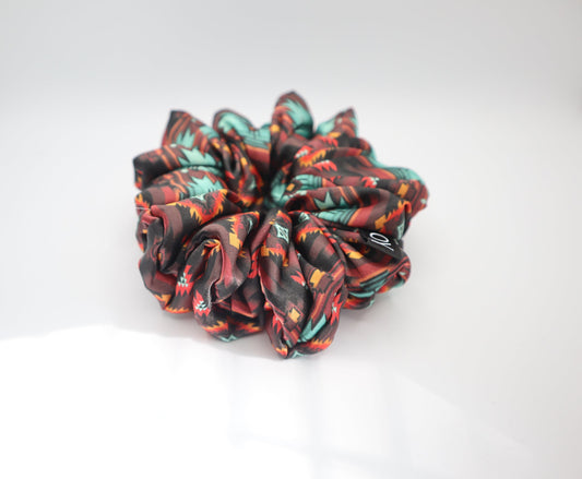 Kai Oversized Scrunchie • Brown Satin Aztec Design ♡🏜️