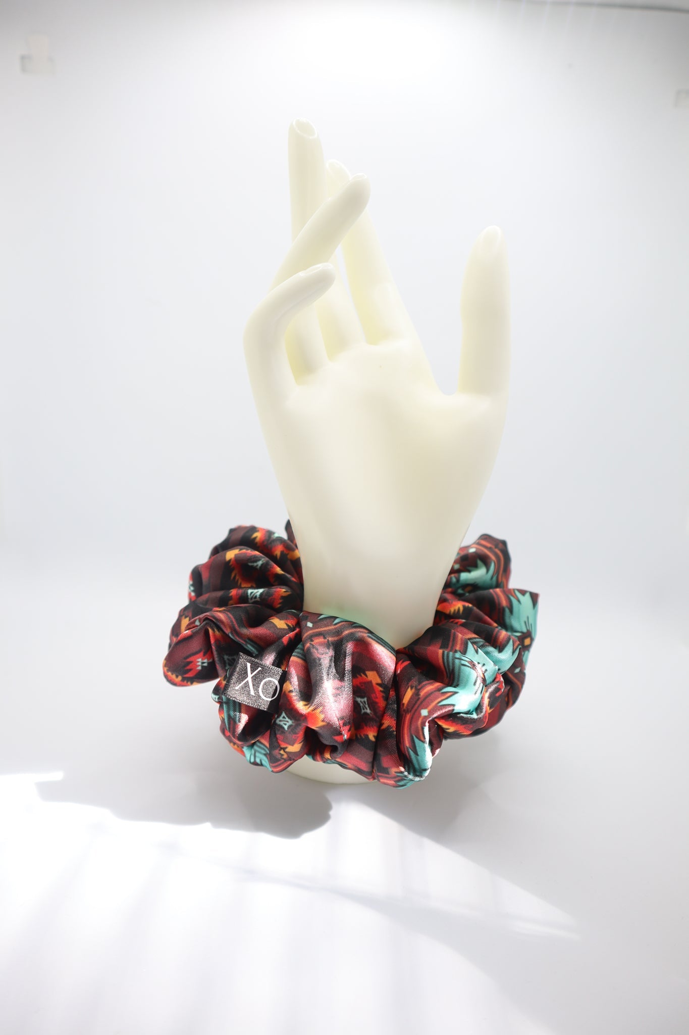 Kai Oversized Scrunchie • Brown Satin Aztec Design ♡🏜️