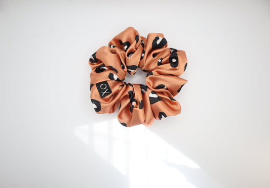 Leo Large Scrunchie • Brown Leopard Print Satin ♡🐆