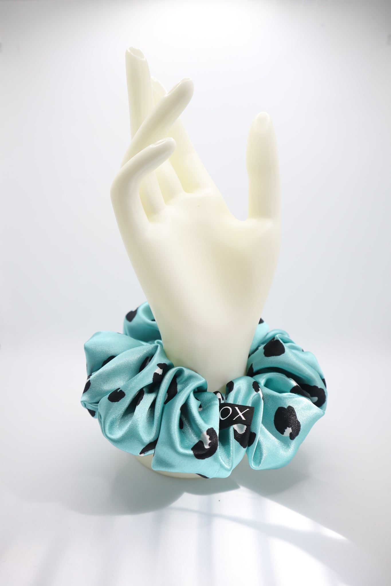 Ari Oversized Scrunchie • Turquoise Leopard Print Satin ♡🐆