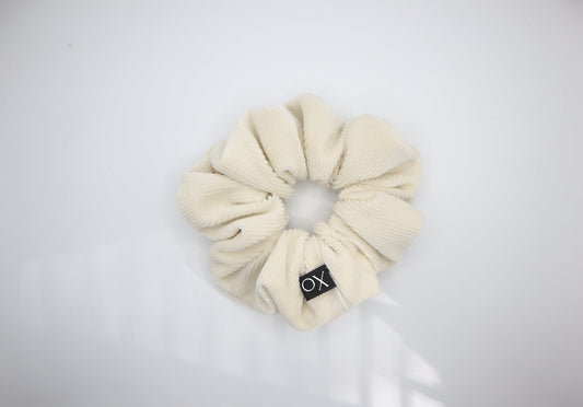 Sofi Oversized Ribbed Velvet Scrunchie • Ivory ♡🤍