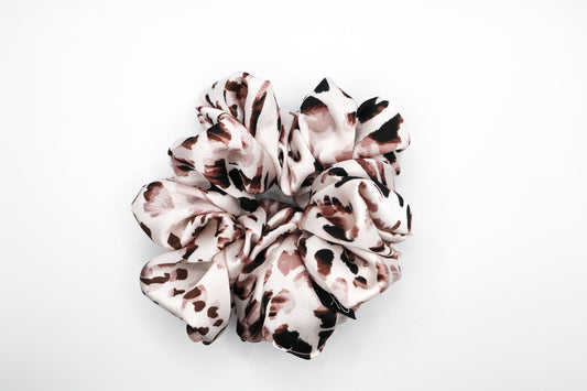 Lennie Oversized Scrunchie • Mauve Leopard Print Satin ♡🐆