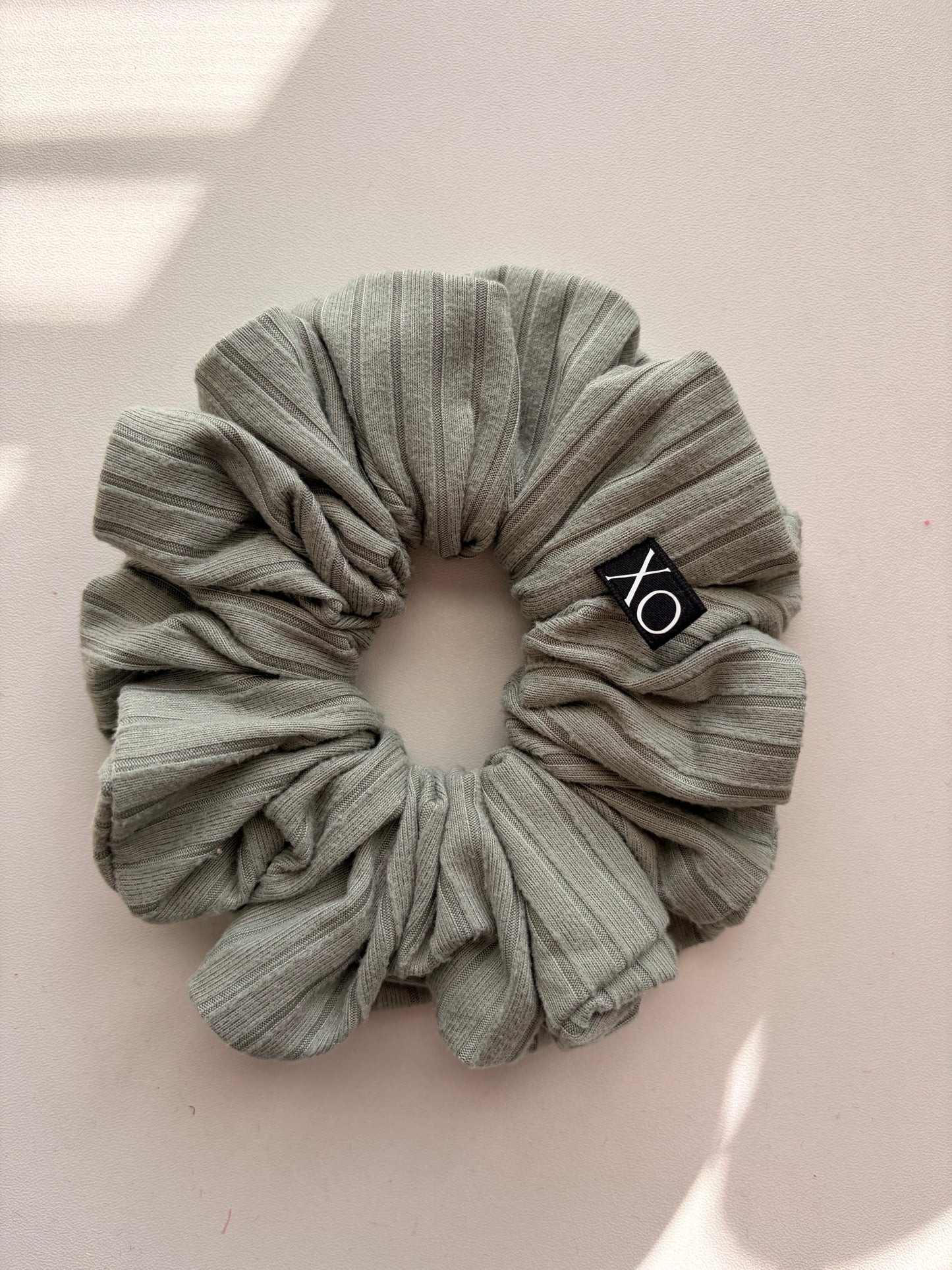 Willow • Oversized or Mini Sage & Beige Ribbed Knit Scrunchies Set of 2 🌿🥐✨