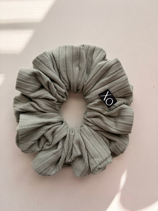 Willow • Oversized or Mini Sage & Beige Ribbed Knit Scrunchies Set of 2 🌿🥐✨