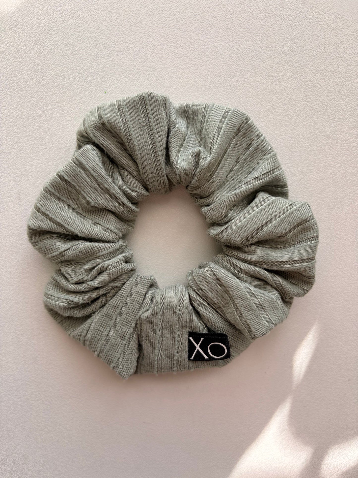 Willow • Oversized or Mini Sage & Beige Ribbed Knit Scrunchies Set of 2 🌿🥐✨