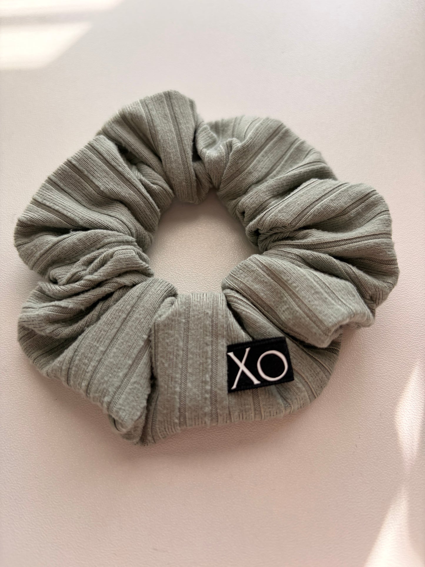 Willow • Oversized or Mini Sage & Beige Ribbed Knit Scrunchies Set of 2 🌿🥐✨