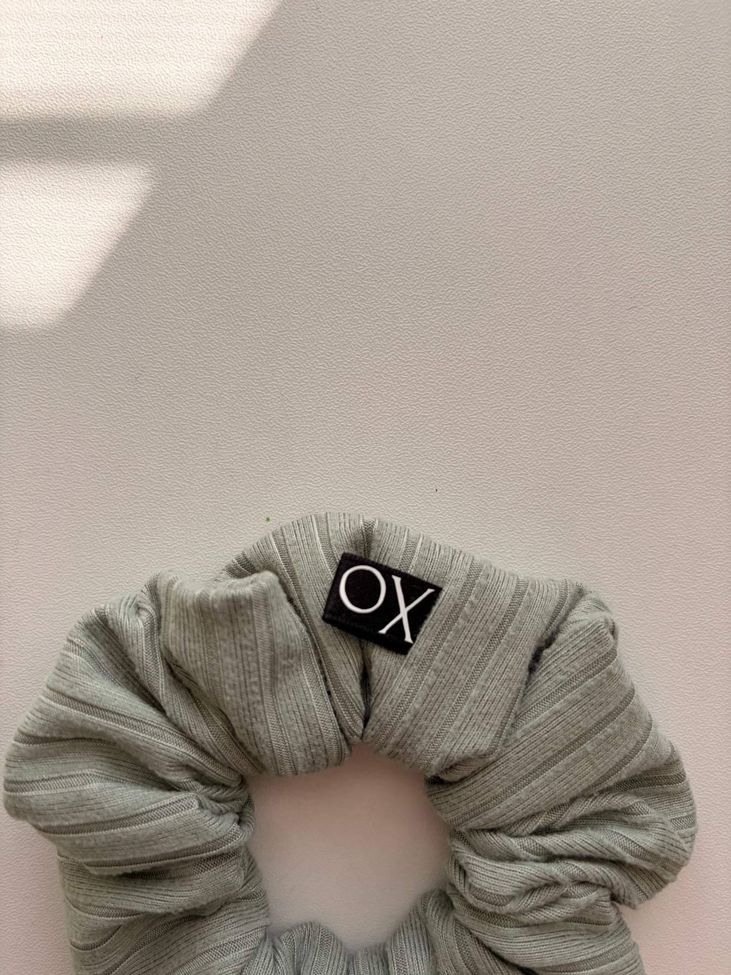 Willow • Oversized or Mini Sage & Beige Ribbed Knit Scrunchies Set of 2 🌿🥐✨