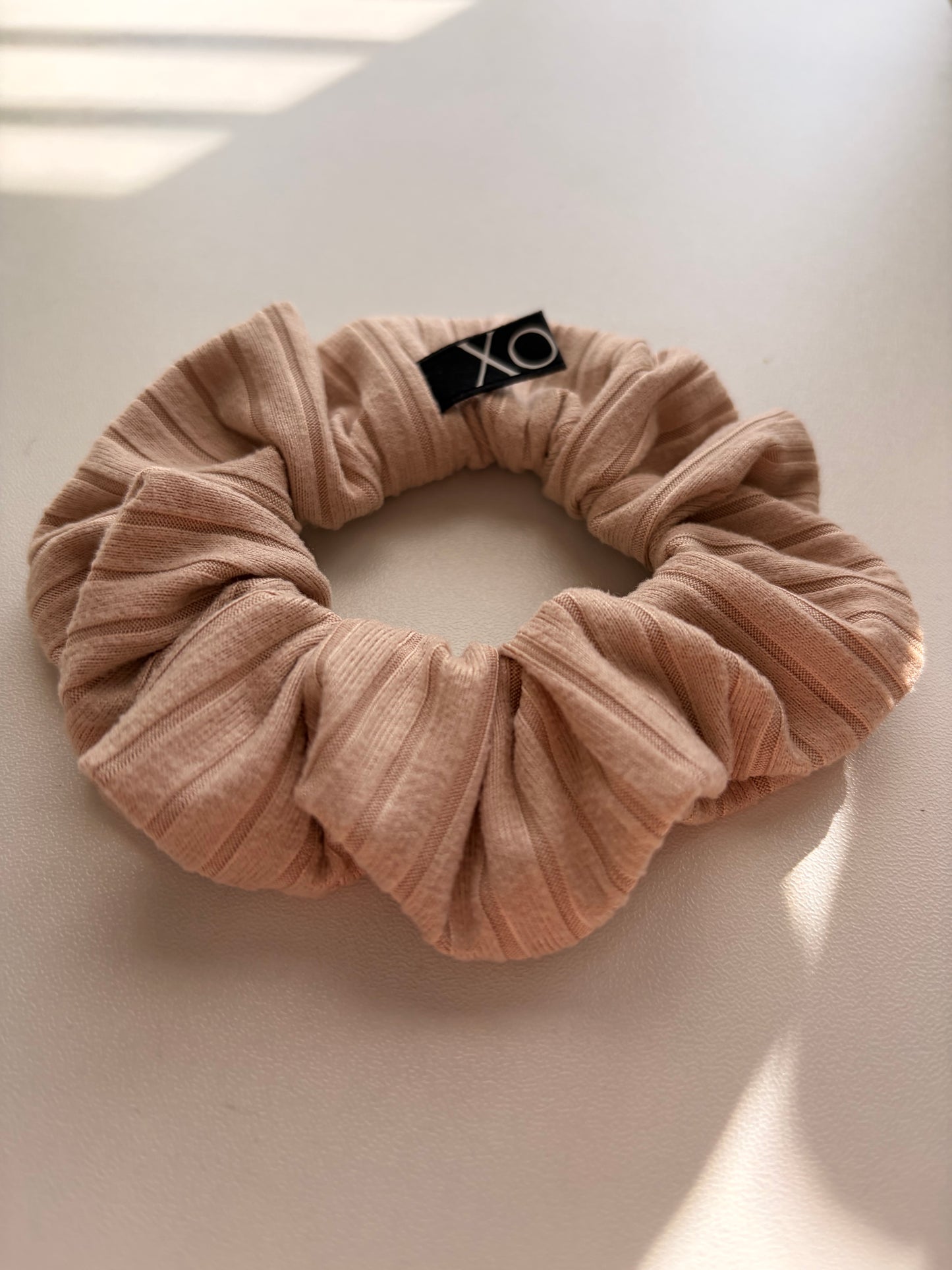 Willow • Oversized or Mini Sage & Beige Ribbed Knit Scrunchies Set of 2 🌿🥐✨