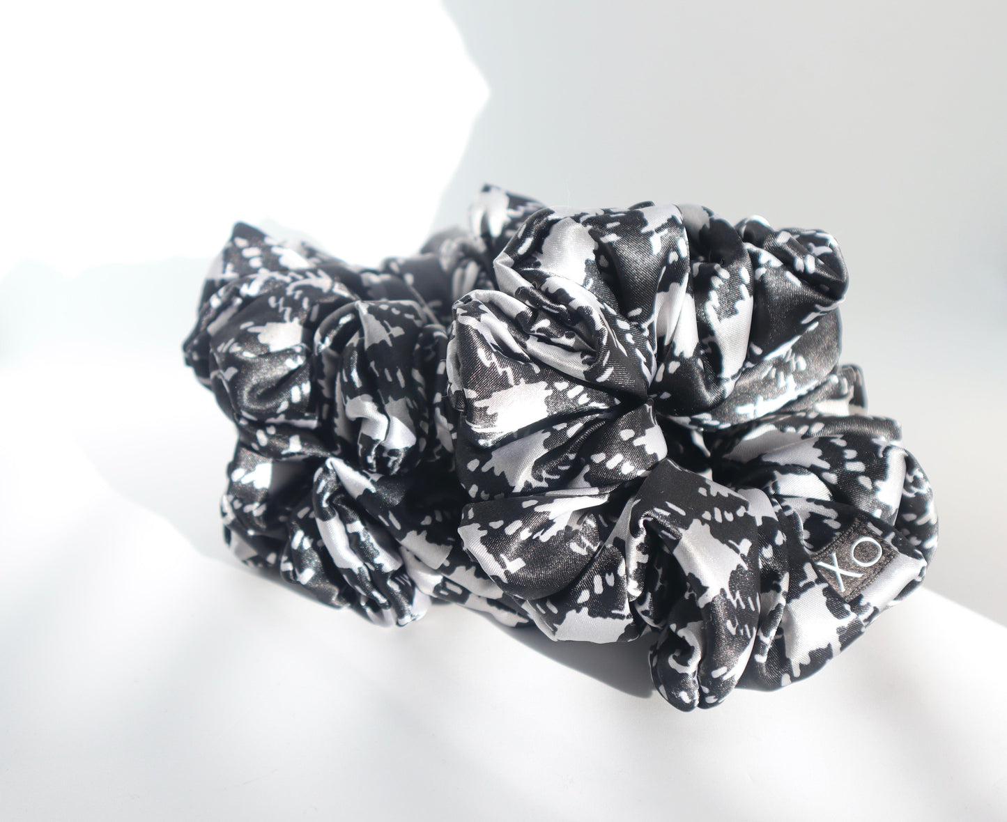Gingham Oversized Scrunchie • Classic Black & White Satin ♡♟️