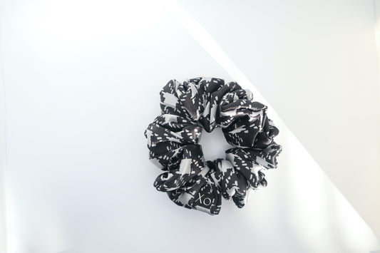 Gingham Oversized Scrunchie • Classic Black & White Satin ♡♟️