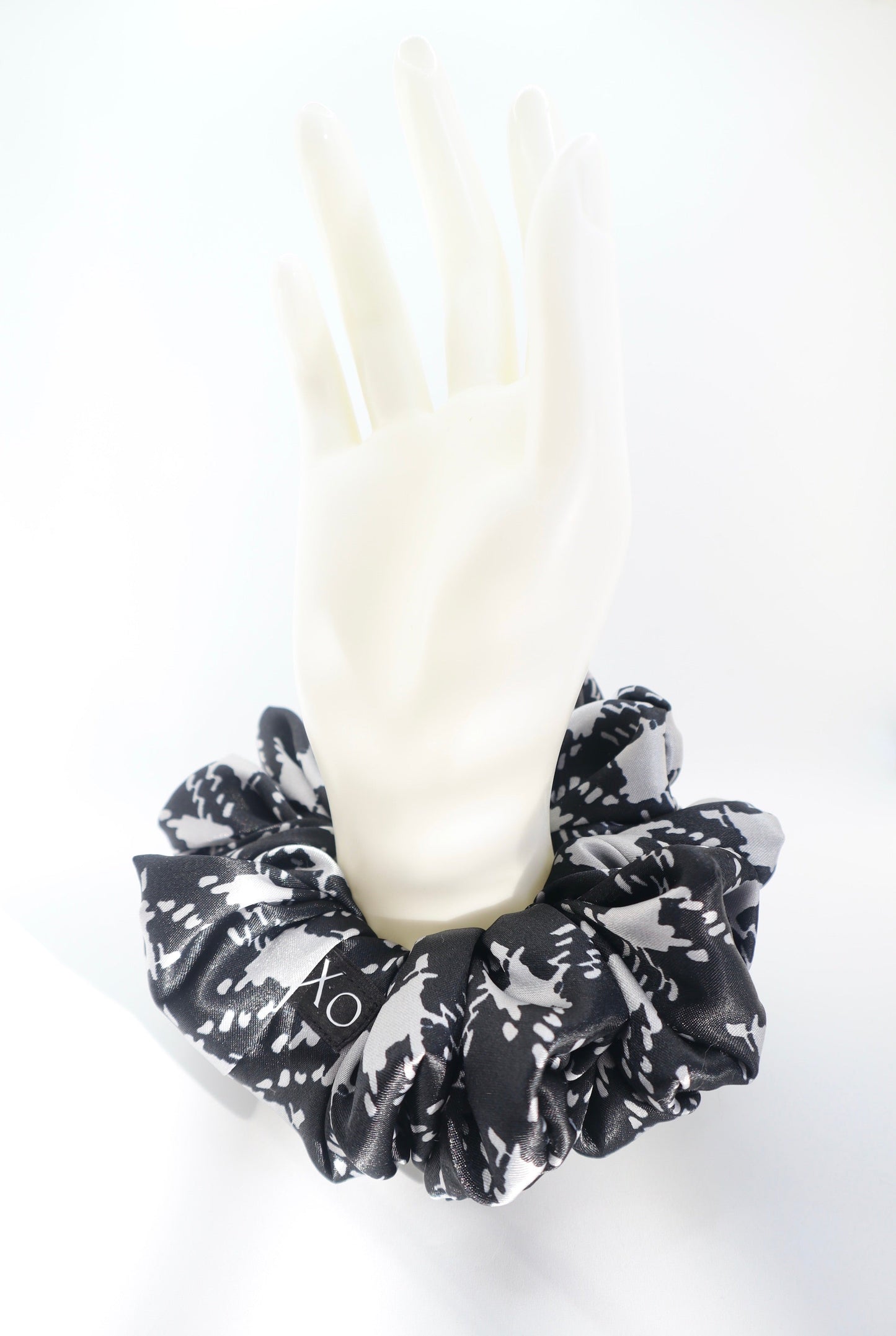 Gingham Oversized Scrunchie • Classic Black & White Satin ♡♟️