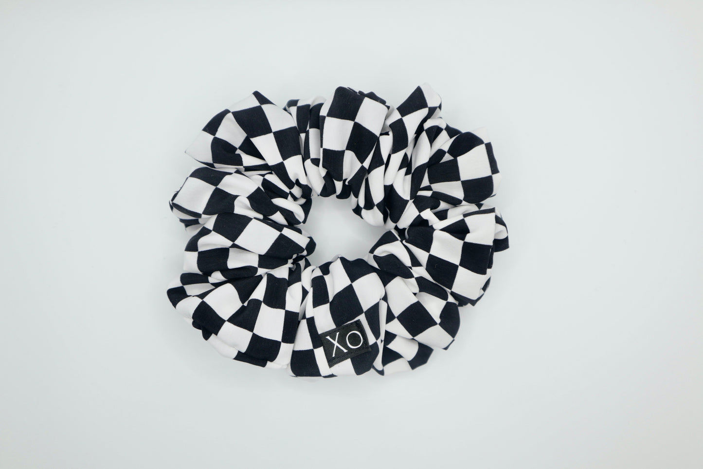 Check Mate Oversized Scrunchie • Black Checkered Peachskin ♡♟️