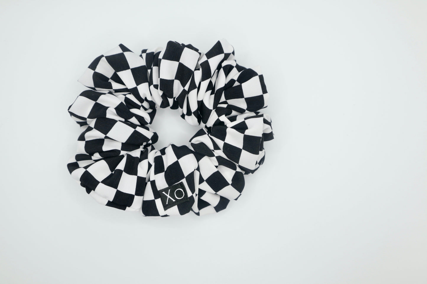Check Mate Oversized Scrunchie • Black Checkered Peachskin ♡♟️
