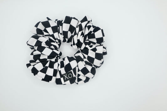 Check Mate Oversized Scrunchie • Black Checkered Peachskin ♡♟️
