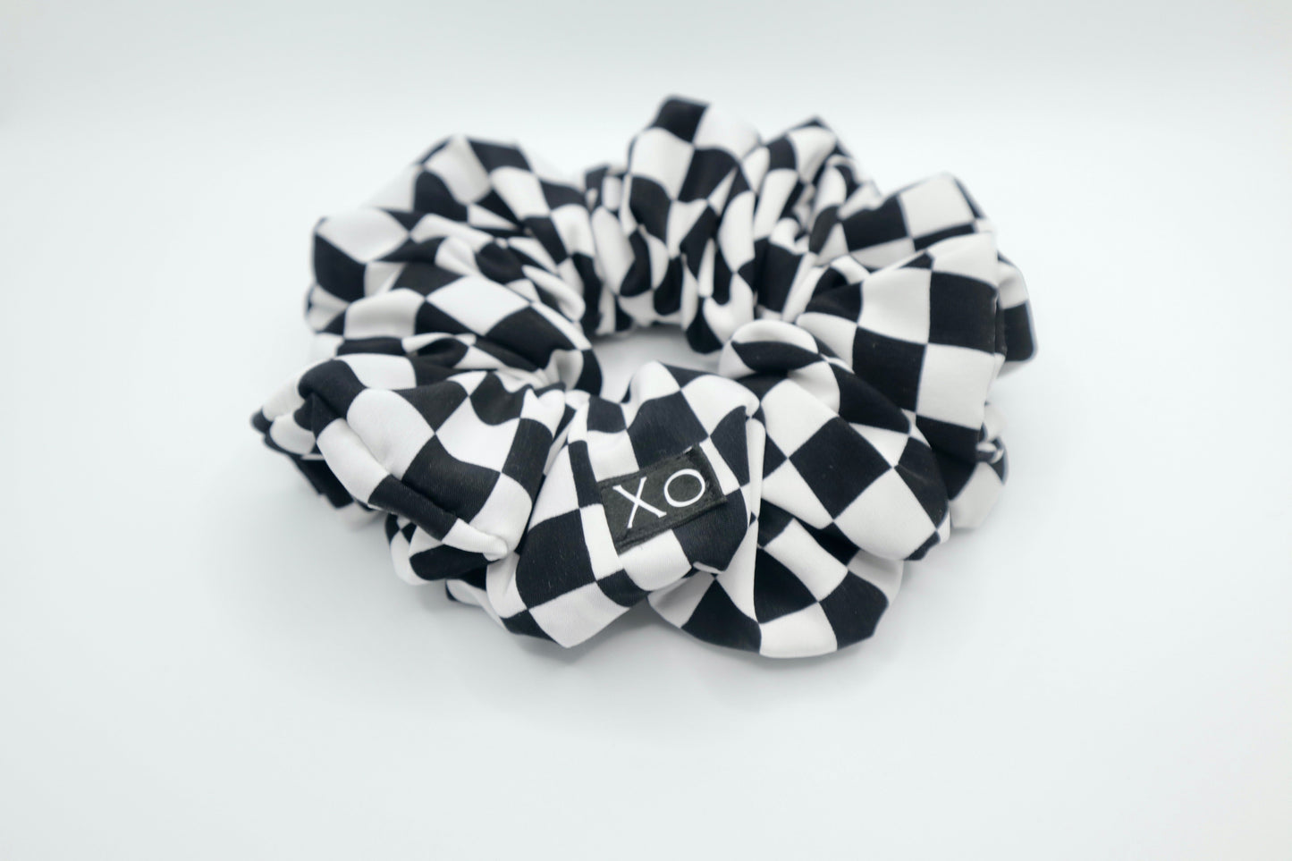 Check Mate Oversized Scrunchie • Black Checkered Peachskin ♡♟️