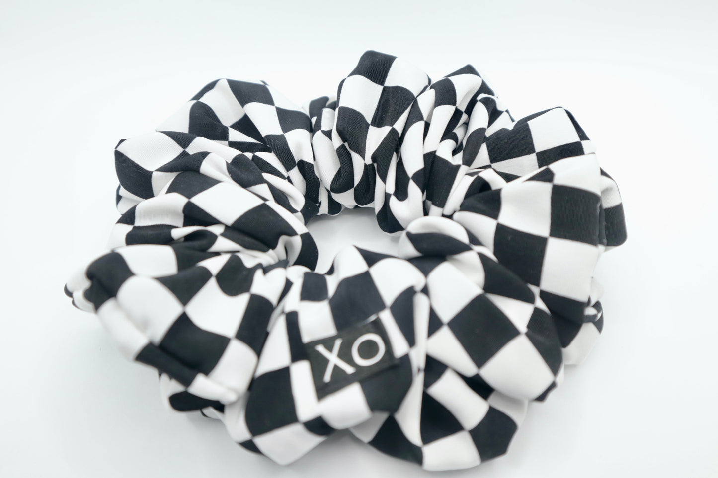 Check Mate Oversized Scrunchie • Black Checkered Peachskin ♡♟️