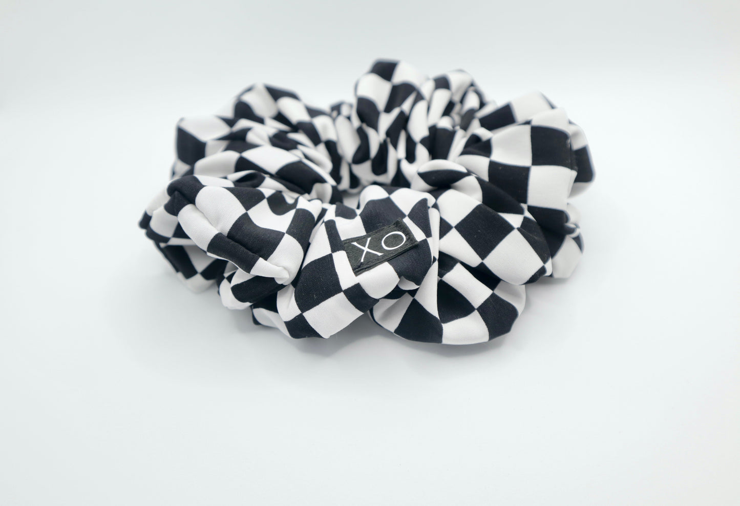 Check Mate Oversized Scrunchie • Black Checkered Peachskin ♡♟️