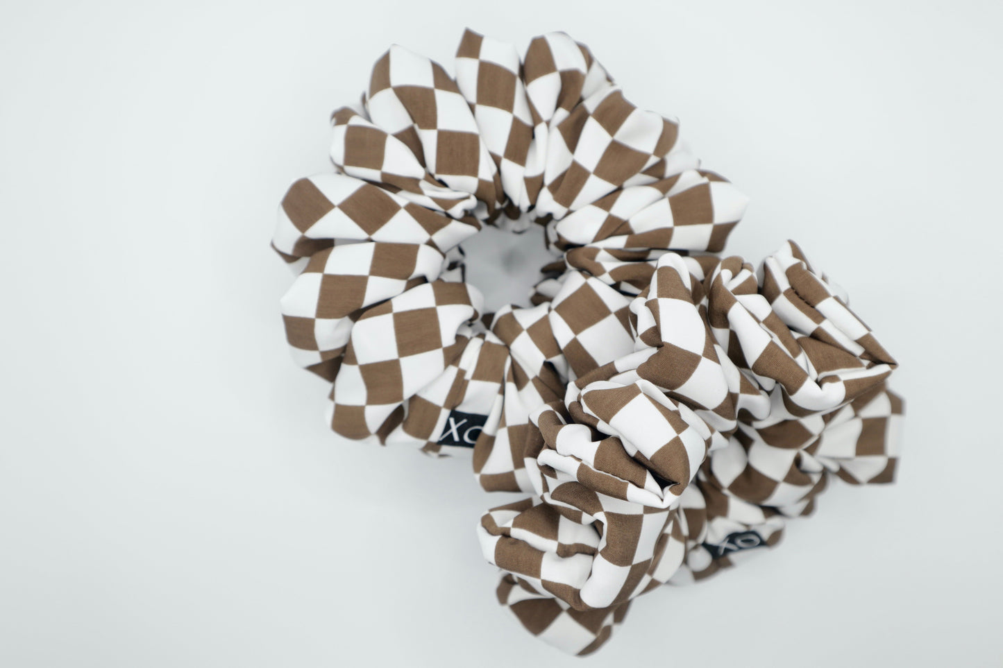 Check Mate Oversized Scrunchie • Brown Checkered Peachskin ♡♟️