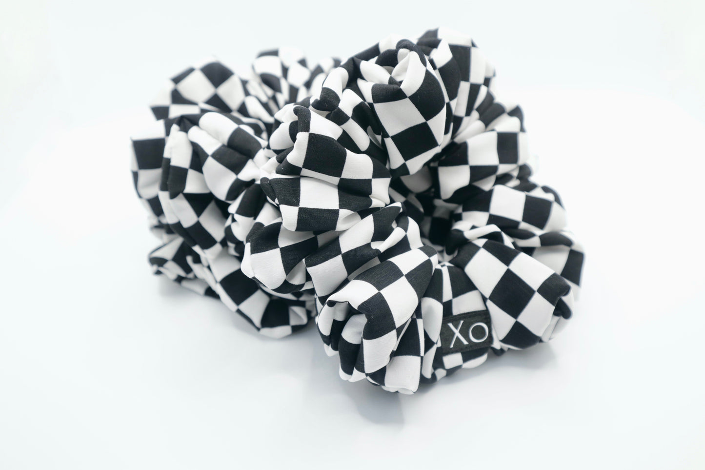 Check Mate Oversized Scrunchie • Black Checkered Peachskin ♡♟️