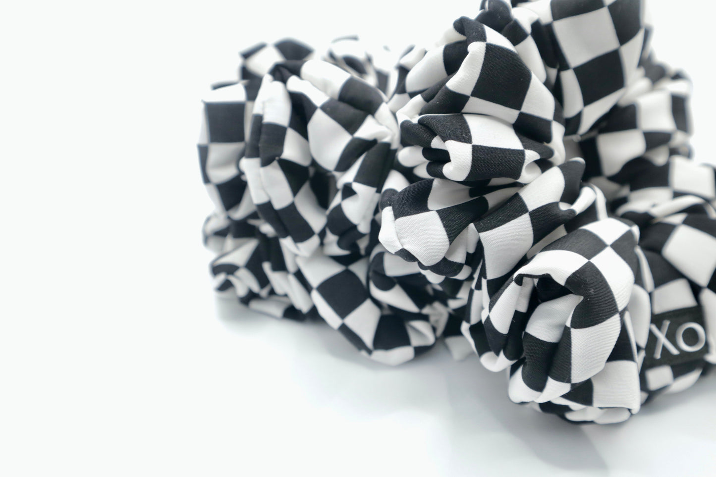 Check Mate Oversized Scrunchie • Black Checkered Peachskin ♡♟️