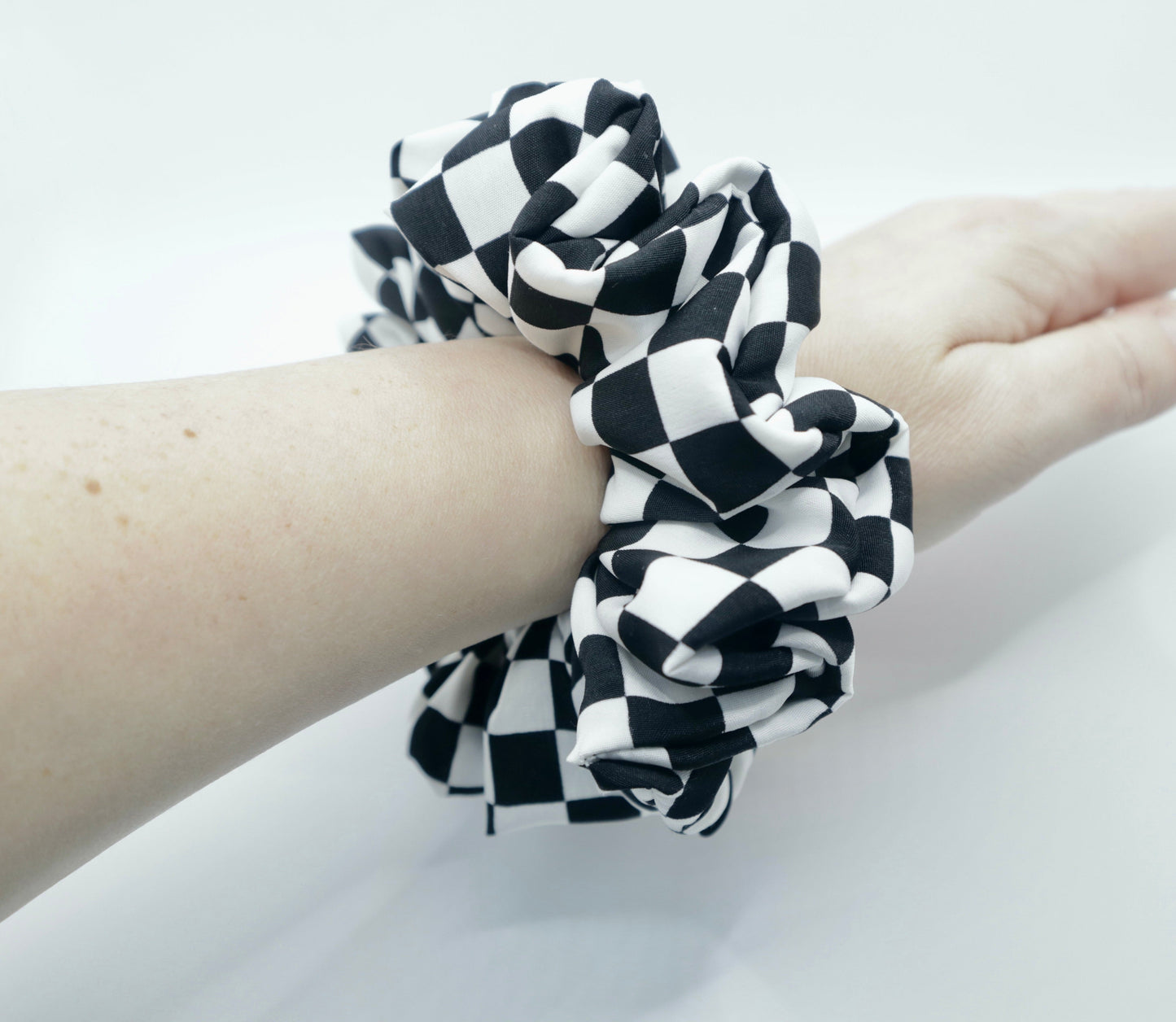 Check Mate Oversized Scrunchie • Black Checkered Peachskin ♡♟️