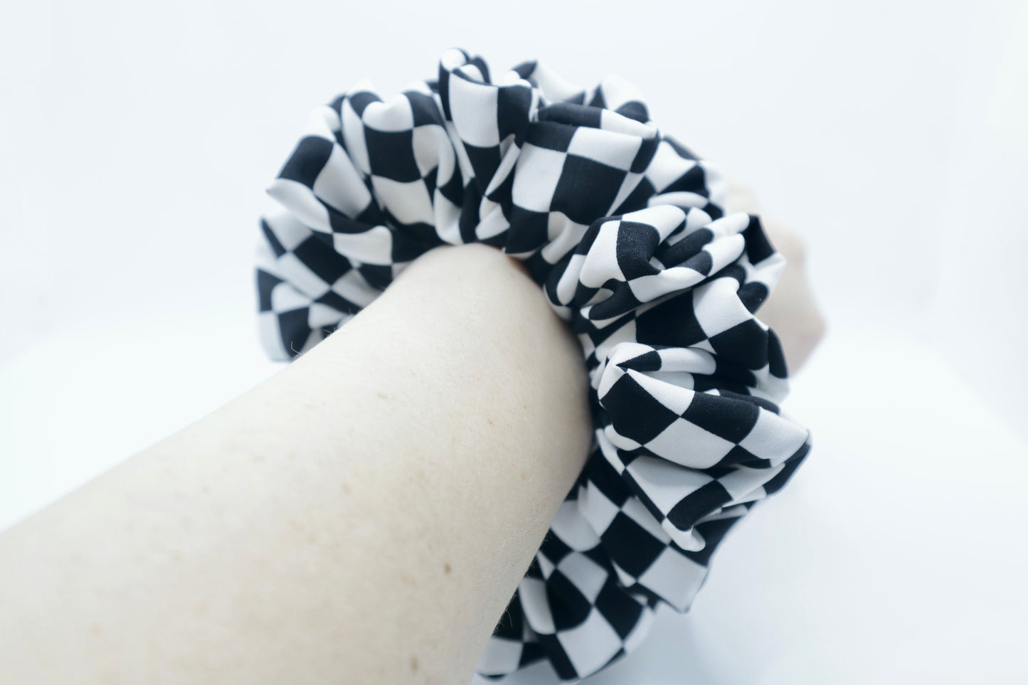 Check Mate Oversized Scrunchie • Black Checkered Peachskin ♡♟️