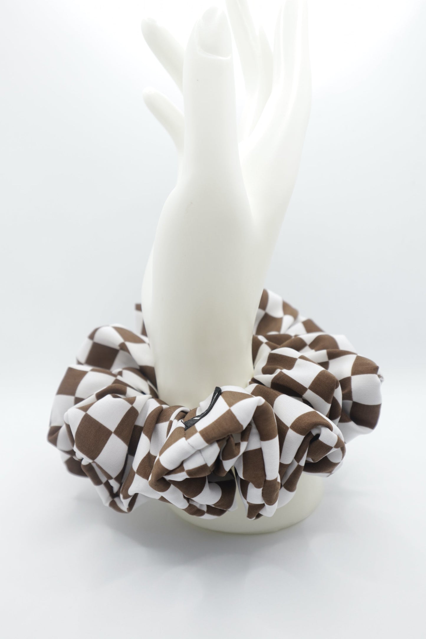 Check Mate Oversized Scrunchie • Brown Checkered Peachskin ♡♟️