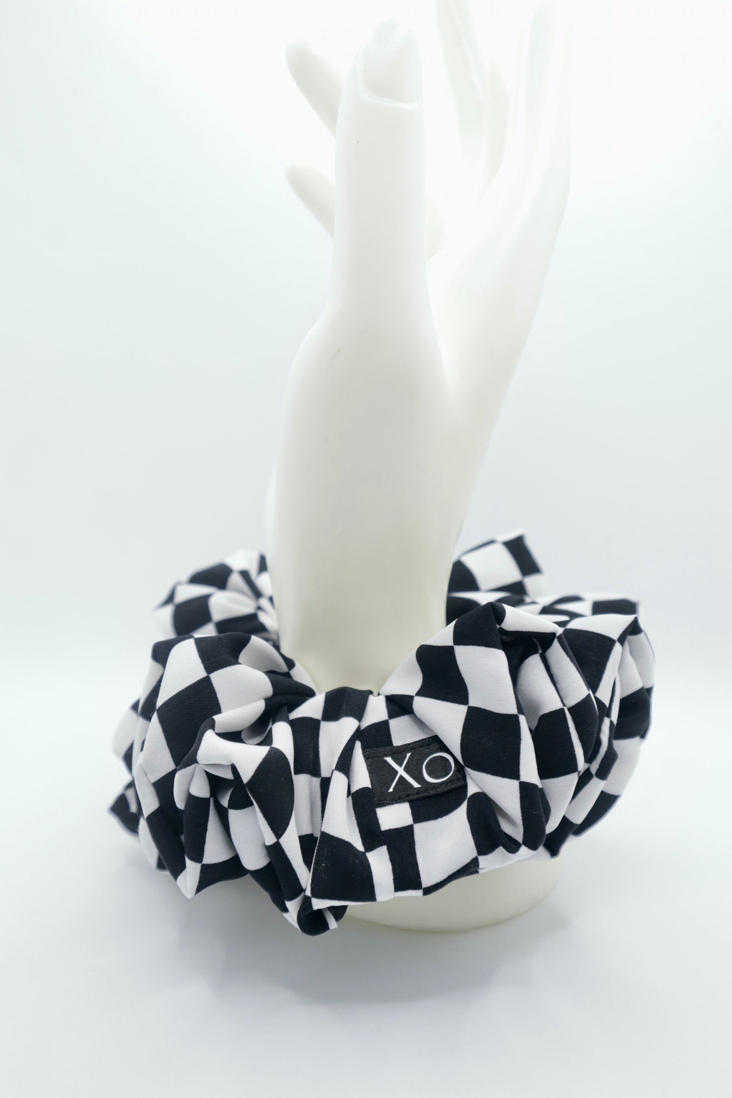 Check Mate Oversized Scrunchie • Black Checkered Peachskin ♡♟️