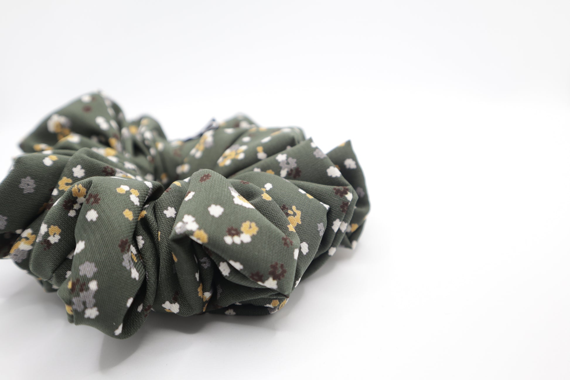 Floral patterned scrunchie on a white background