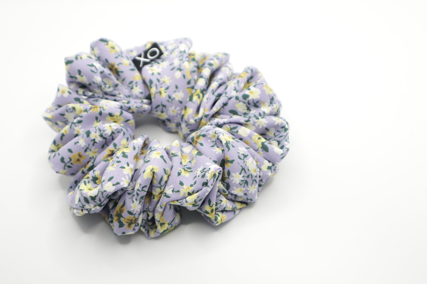 Hallie Oversized Scrunchie • Light Purple Dainty Floral Wool Peach ♡💜