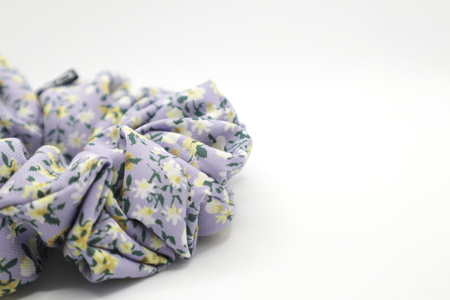 Hallie Oversized Scrunchie • Light Purple Dainty Floral Wool Peach ♡💜