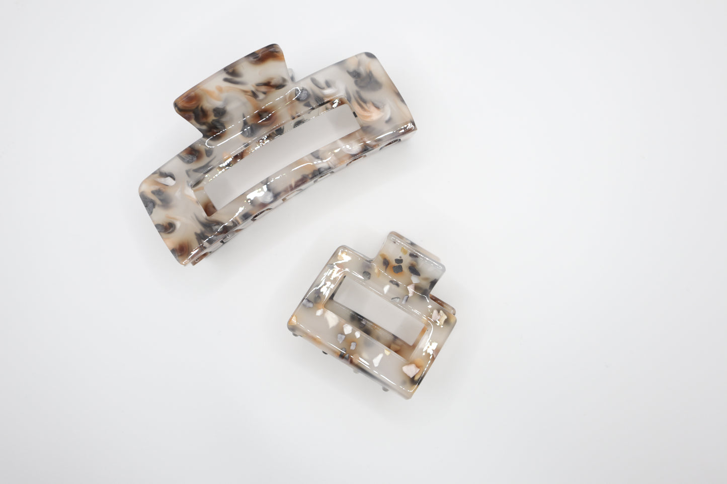 Marble Claw Clip with Black & Brown Speck Swirls • Limited Edition ♡🖤🤎