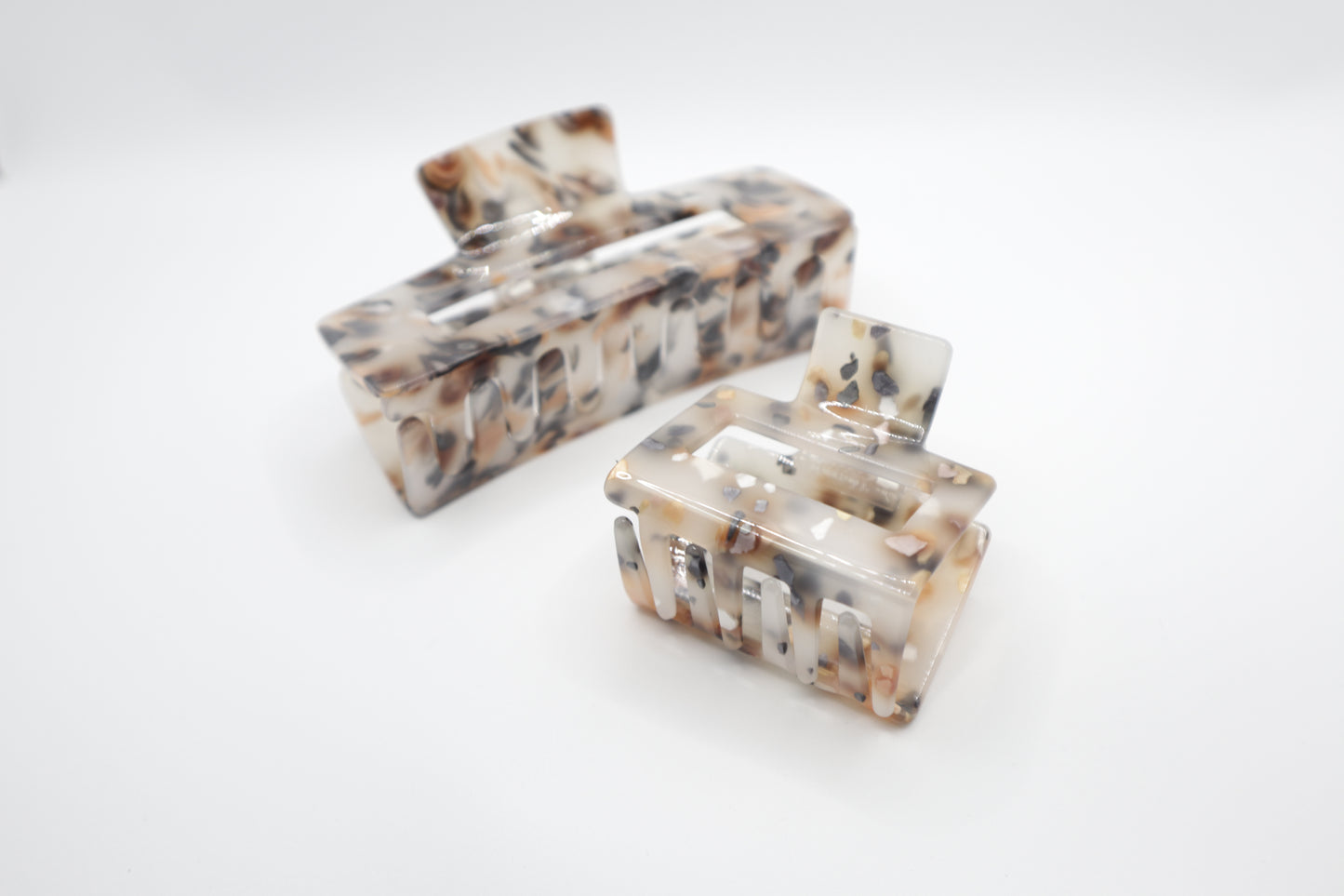 Marble Claw Clip with Black & Brown Speck Swirls • Limited Edition ♡🖤🤎