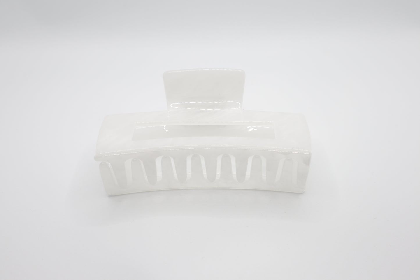 White rectangular hair claw clip with on a white background