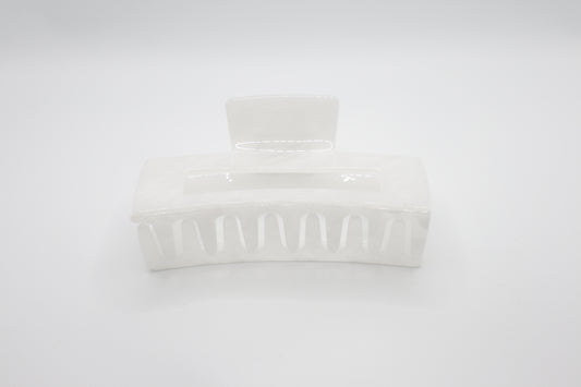 White rectangular hair claw clip with on a white background