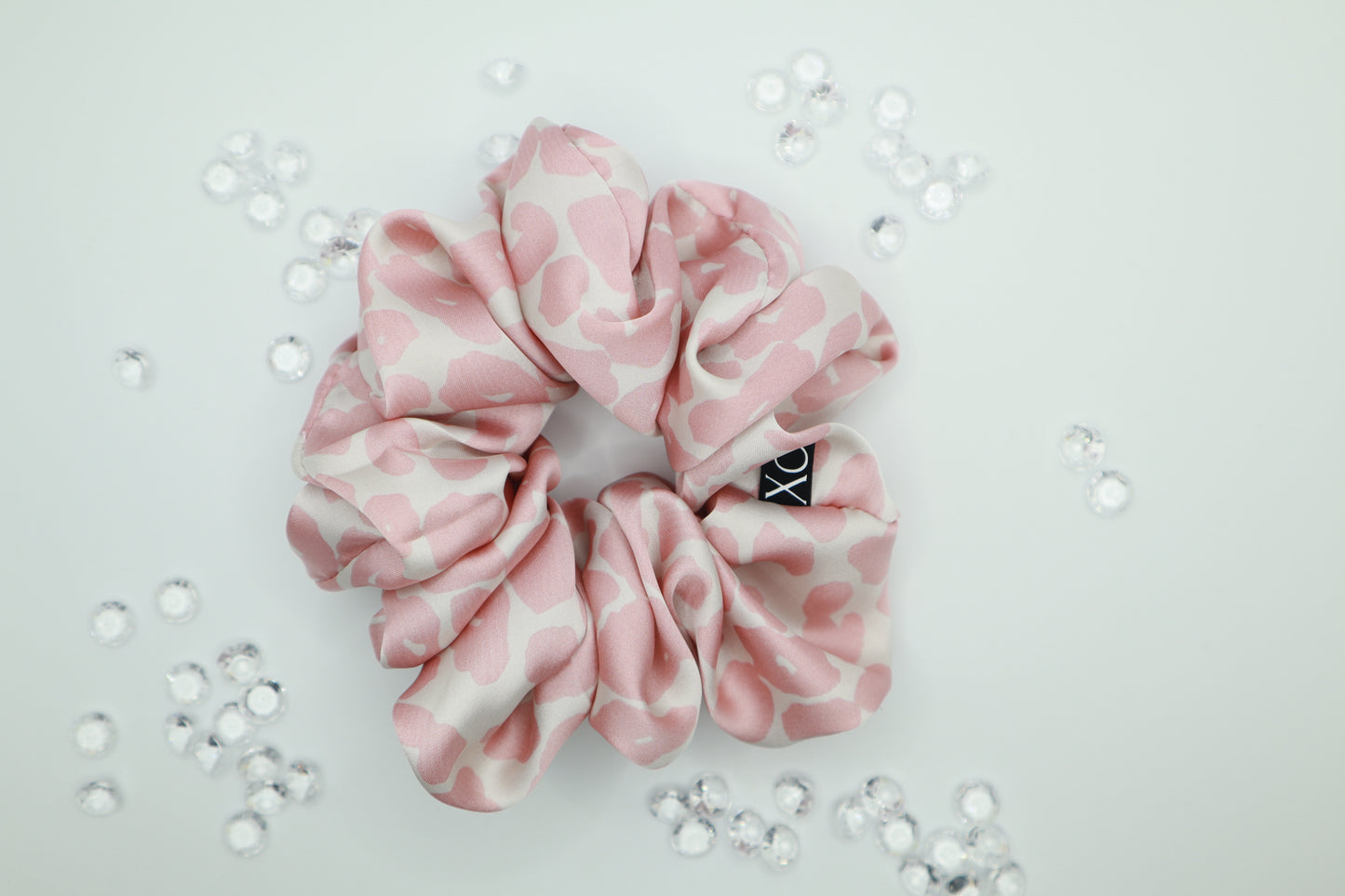 Daisy - Oversized Scrunchie Lightweight Satin Leopard Print in Light Pink 💕✨