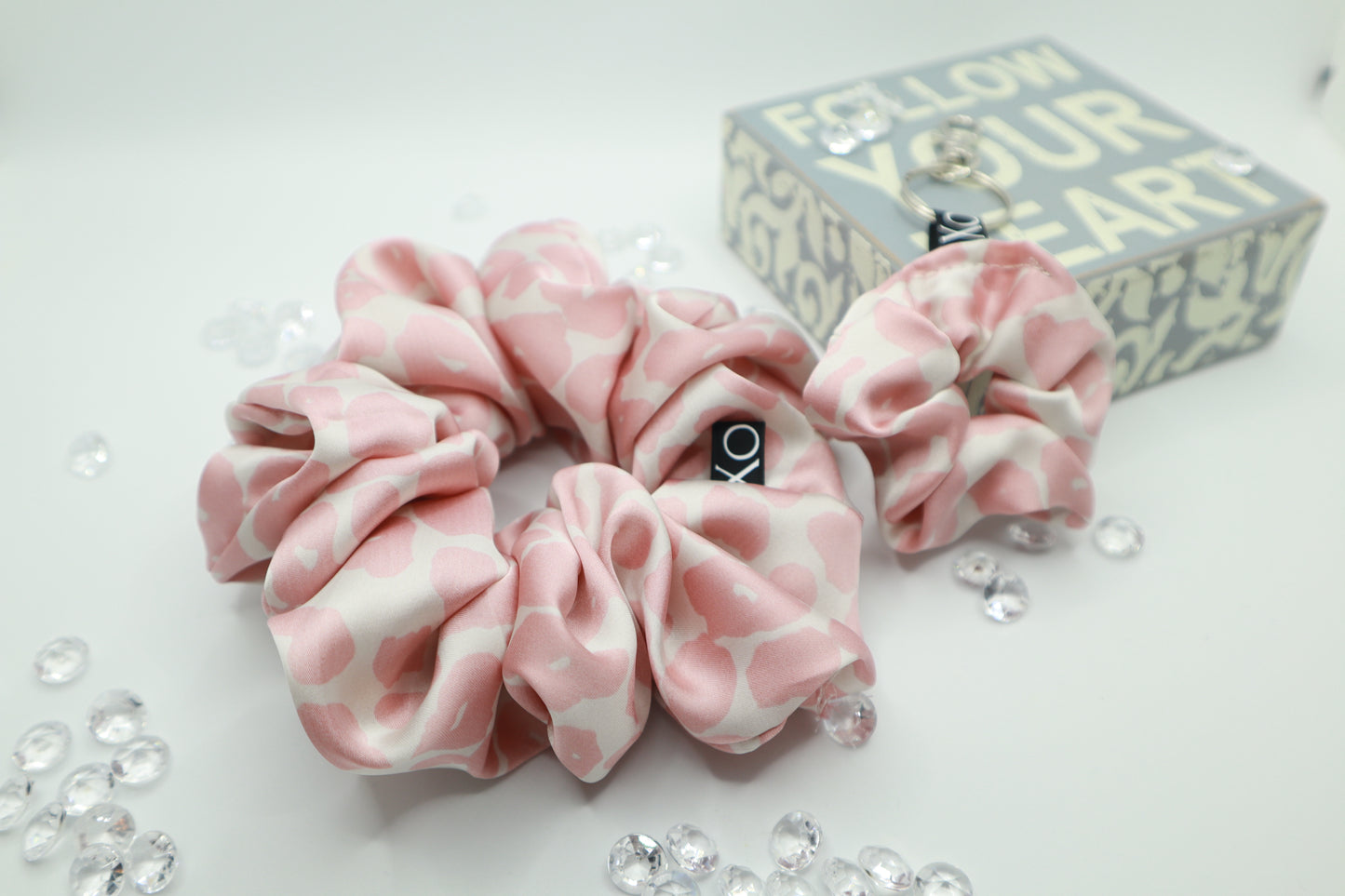 Daisy - Oversized Scrunchie Lightweight Satin Leopard Print in Light Pink 💕✨