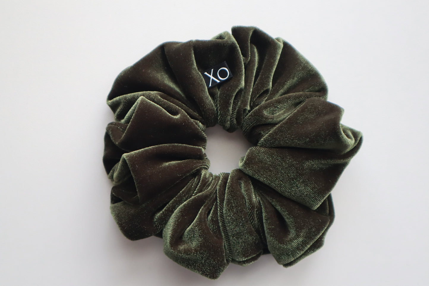 Everly – Olive Green Velvet Scrunchie • Velvet Noir Collection ♡🌿