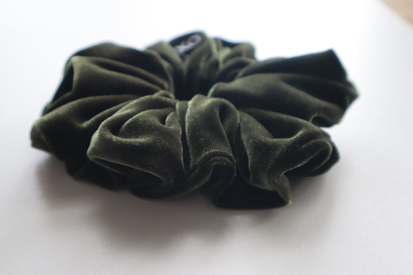 Everly – Olive Green Velvet Scrunchie • Velvet Noir Collection ♡🌿