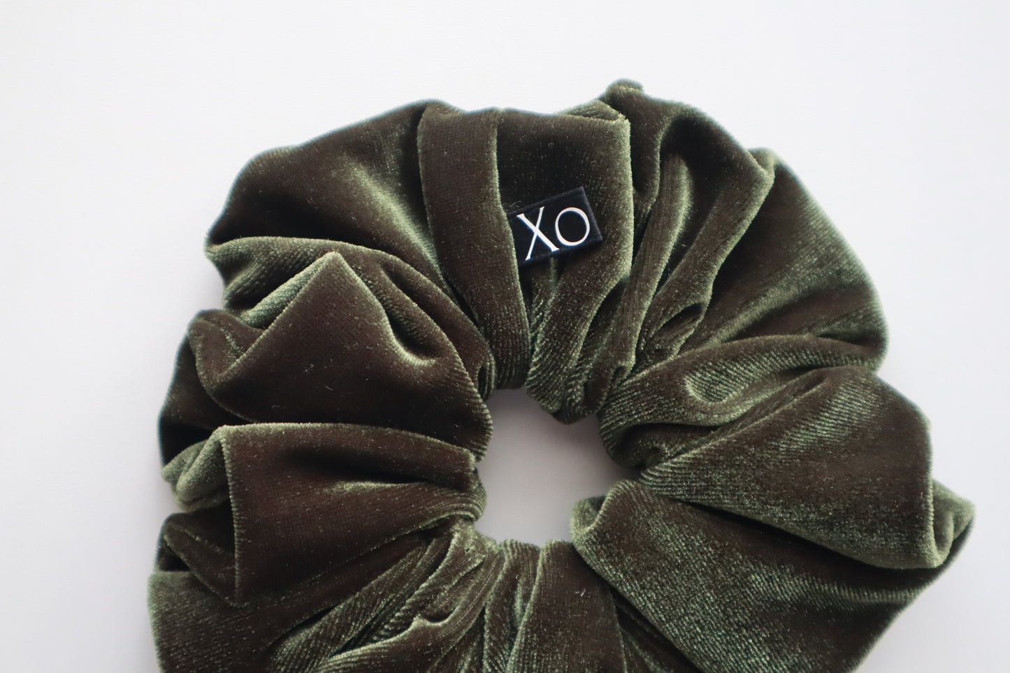 Everly – Olive Green Velvet Scrunchie • Velvet Noir Collection ♡🌿