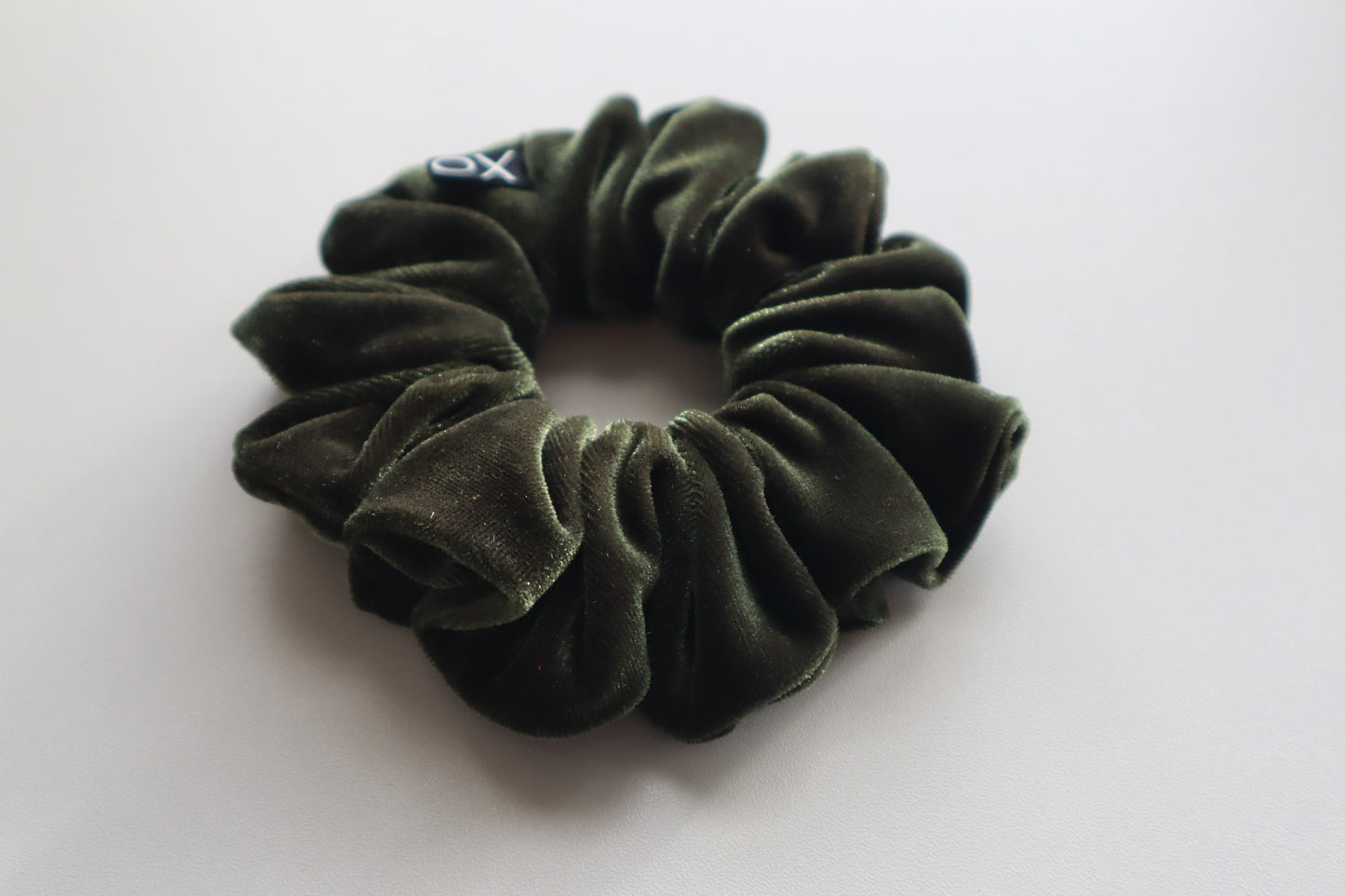 Everly – Olive Green Velvet Scrunchie • Velvet Noir Collection ♡🌿