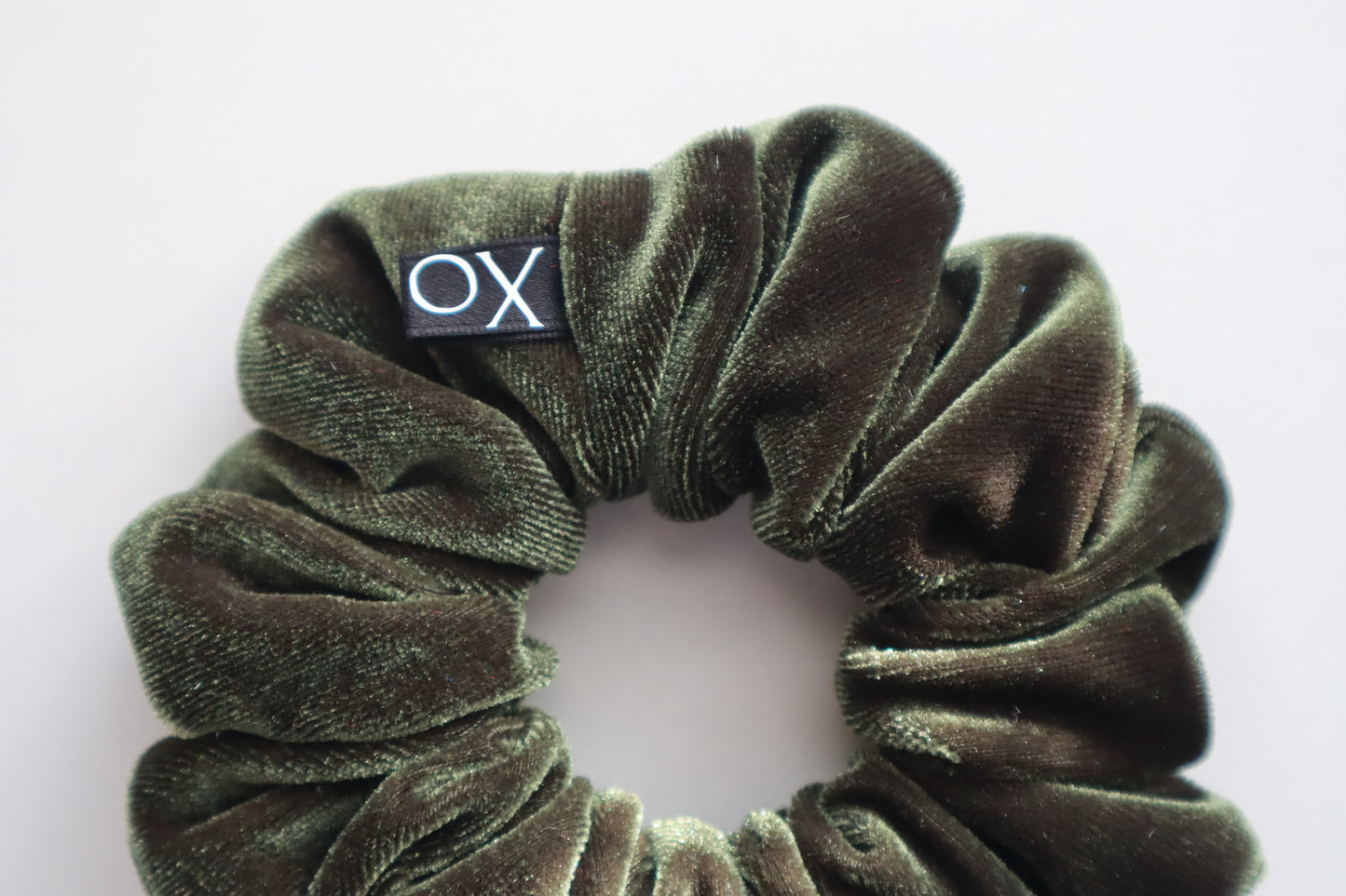 Everly – Olive Green Velvet Scrunchie • Velvet Noir Collection ♡🌿