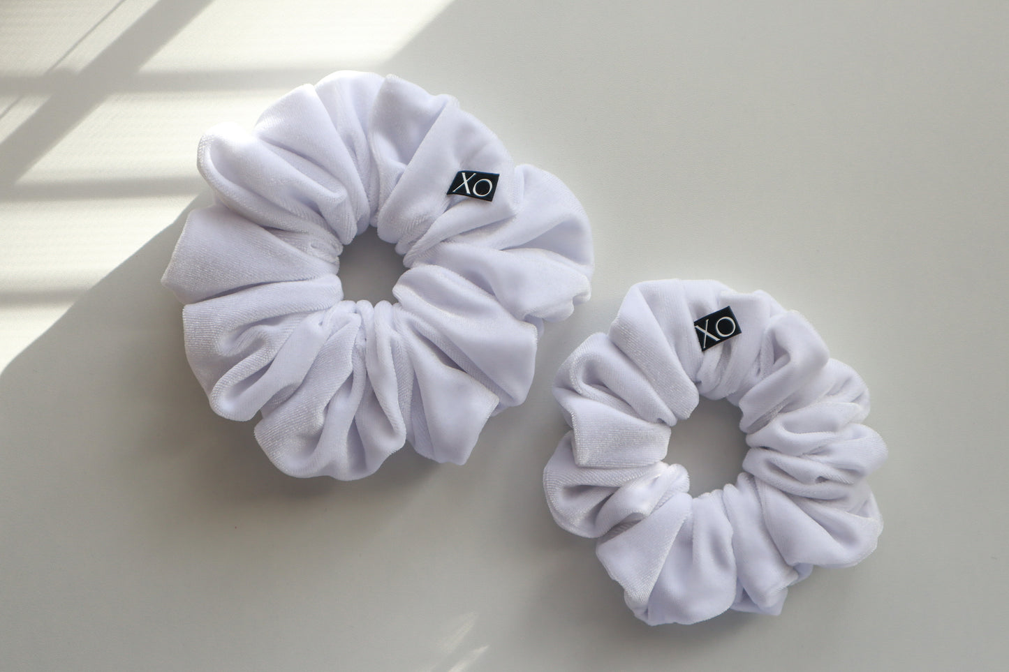 Bianca – White Velvet Scrunchie • Oversized or Mini Size • Velvet Noir Collection ♡🤍