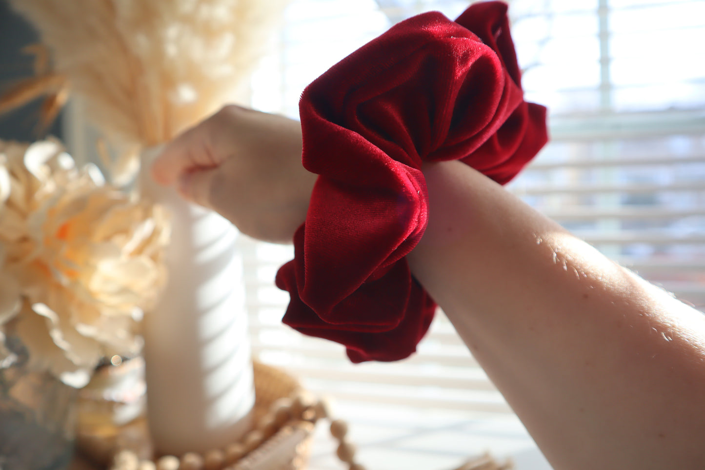 Scarlett – Burgundy Velvet Scrunchie • Velvet Noir Collection ♡❤️