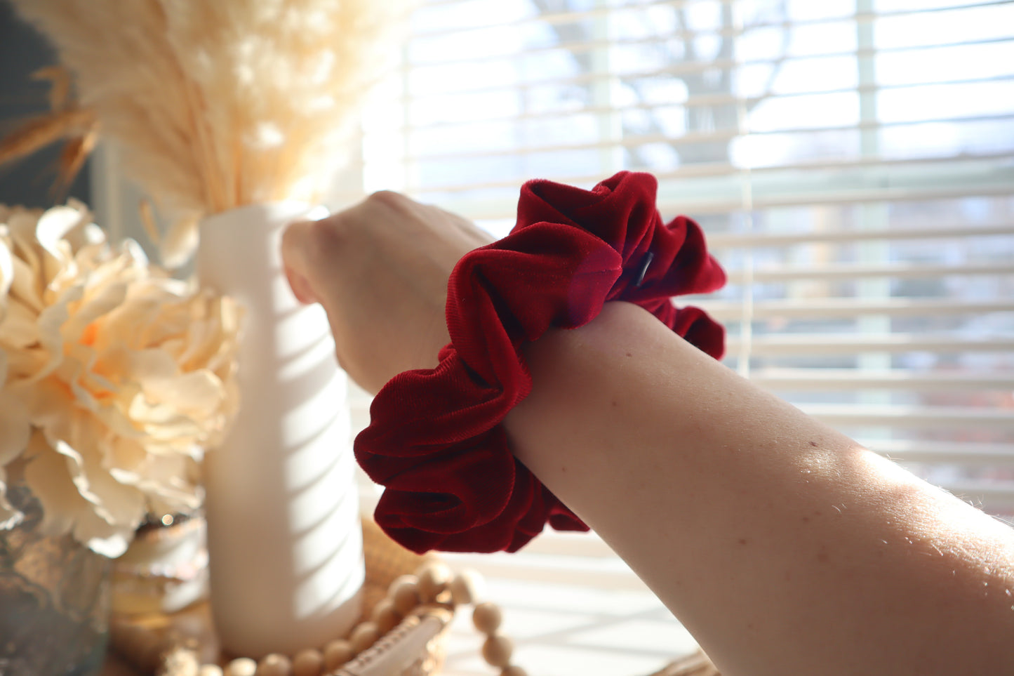 Scarlett – Burgundy Velvet Scrunchie • Velvet Noir Collection ♡❤️