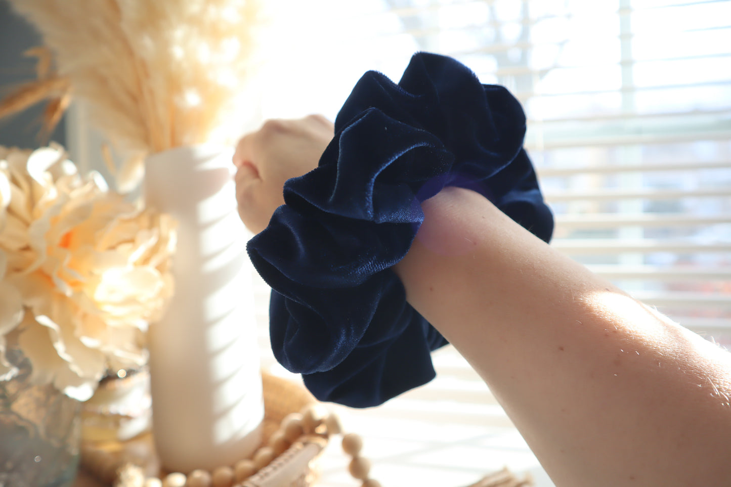 Navy – Navy Blue Velvet Scrunchie • Oversized or Mini ♡🖤