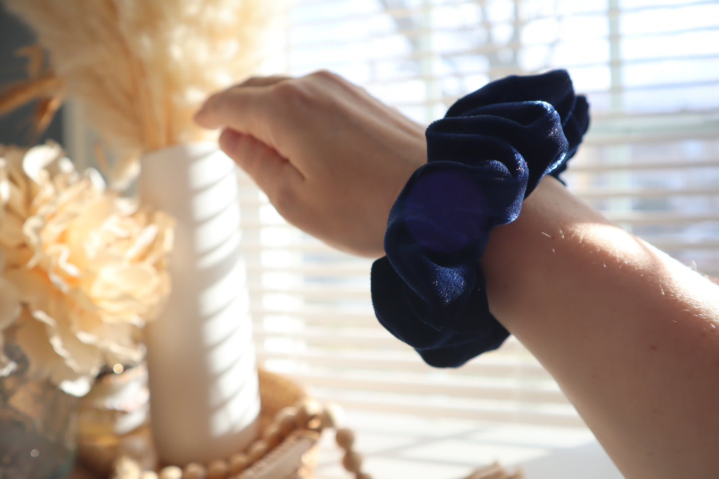 Navy – Navy Blue Velvet Scrunchie • Oversized or Mini ♡🖤